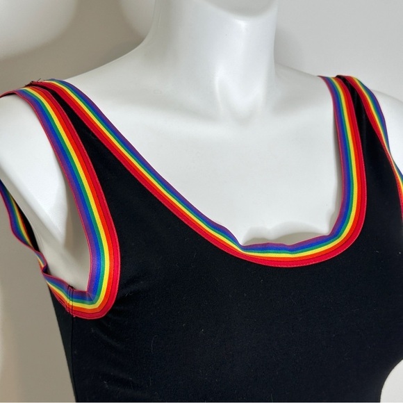 Torrid Black Bodysuit with Rainbow Trim NWT 0 Large - Picture 3 of 5
